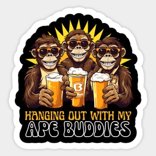 Hanging Out with my Ape Buddies Funny Design Sticker